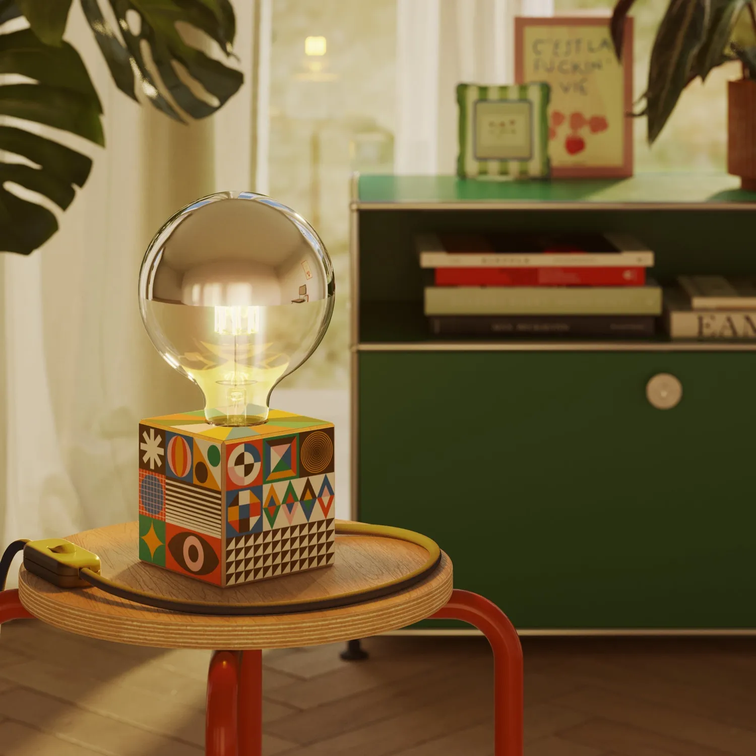 Creative Cables Cubetto PosterLad Lampada Tavolo Legno