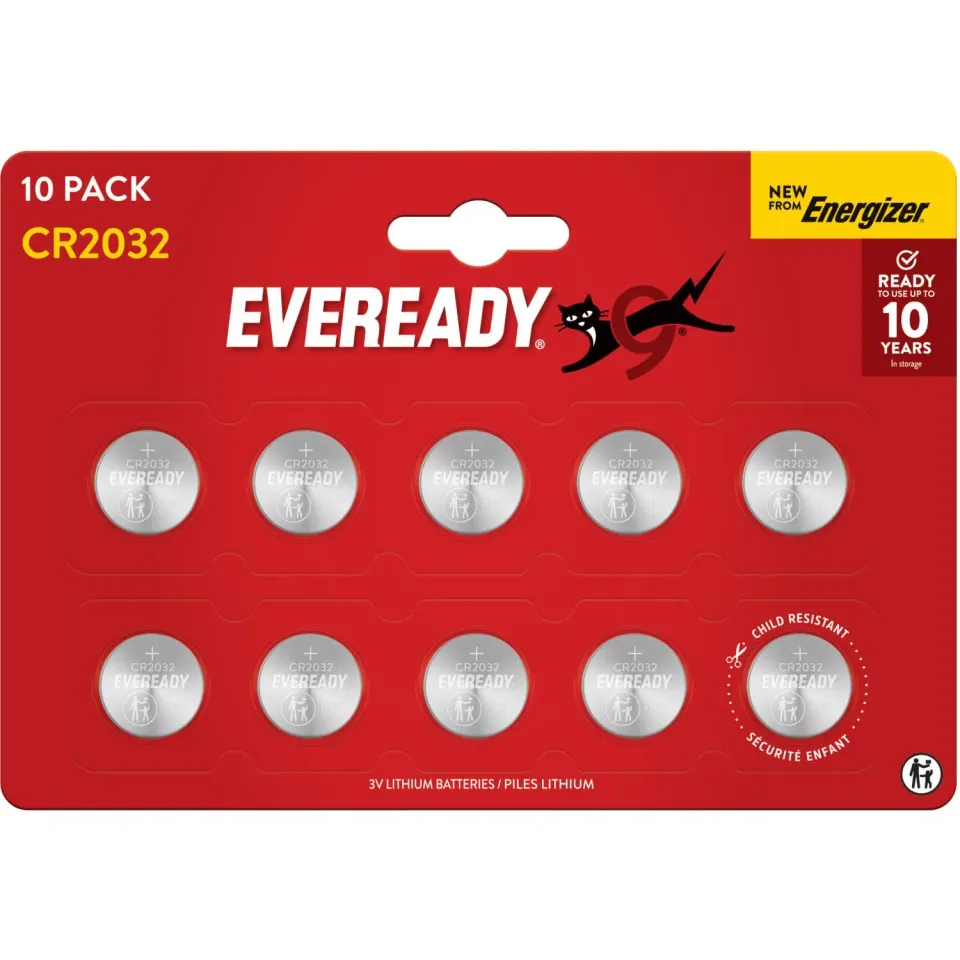 Eveready CR2032 batterie bottone litio 3V confezione 10