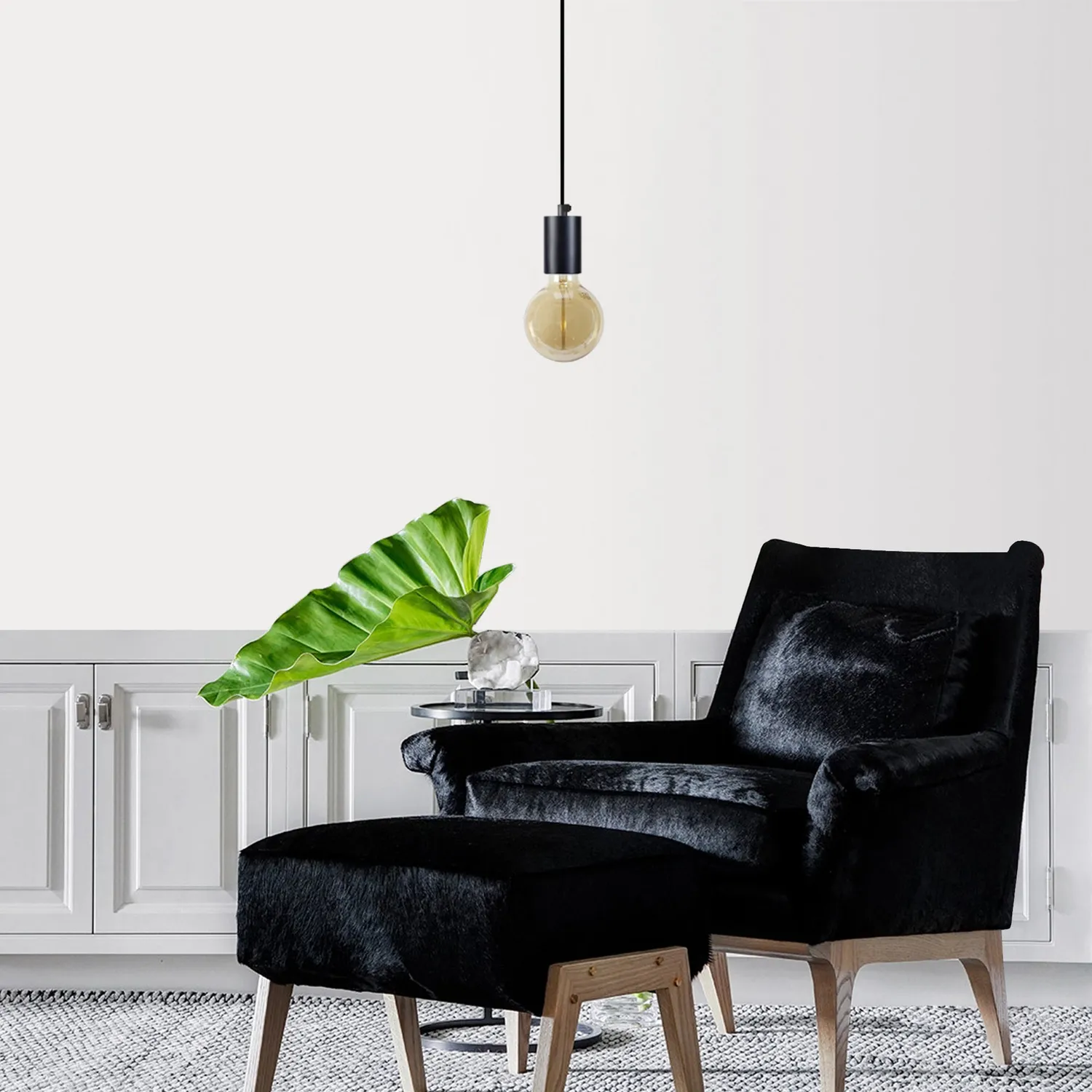 Tosel Norwich sospensione metallo nero 7x100 cm portalampada
