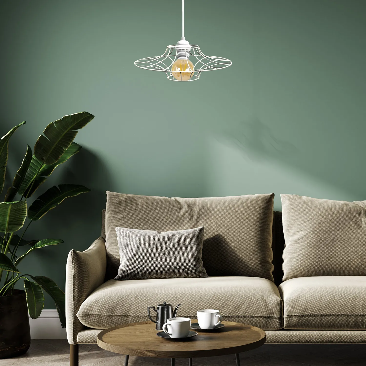 Tosel Ufo Sospensione Metallo Bianca 30x100 cm E27