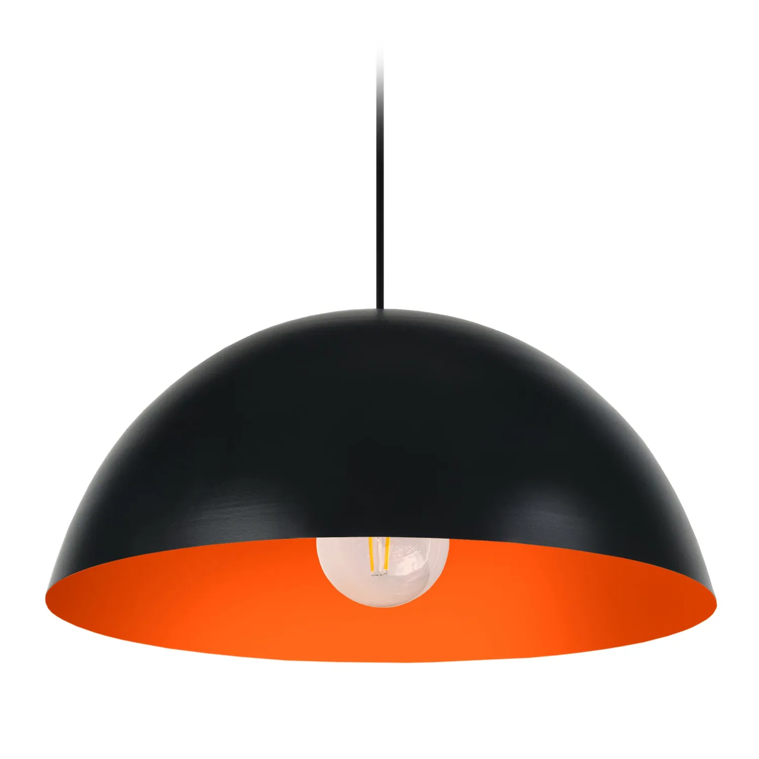 Tosel Demi Boule lampada a sospensione 30x100 cm nero-arancio metallo