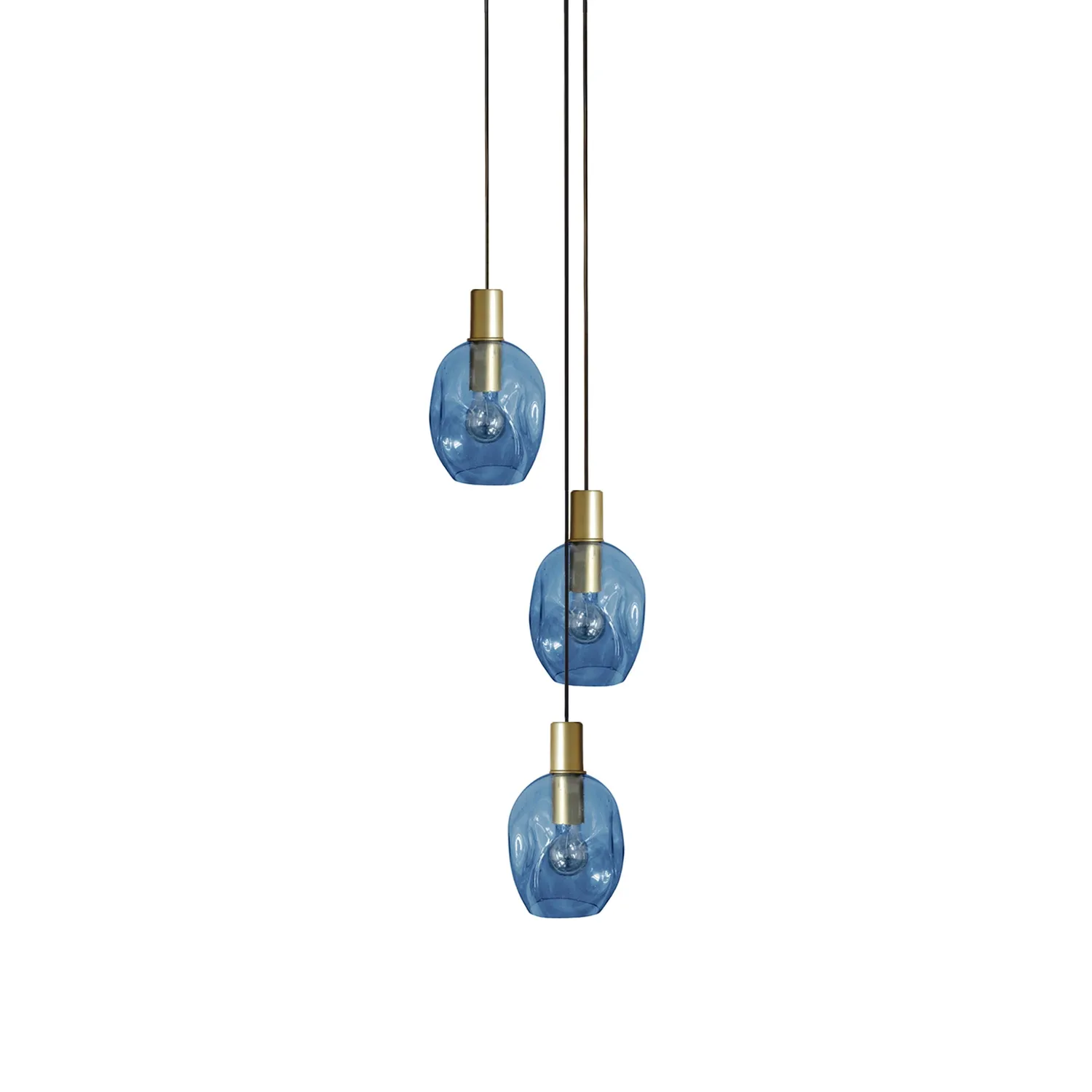 Tosel Vingolf lampadario oro 3 luci vetro trasparente