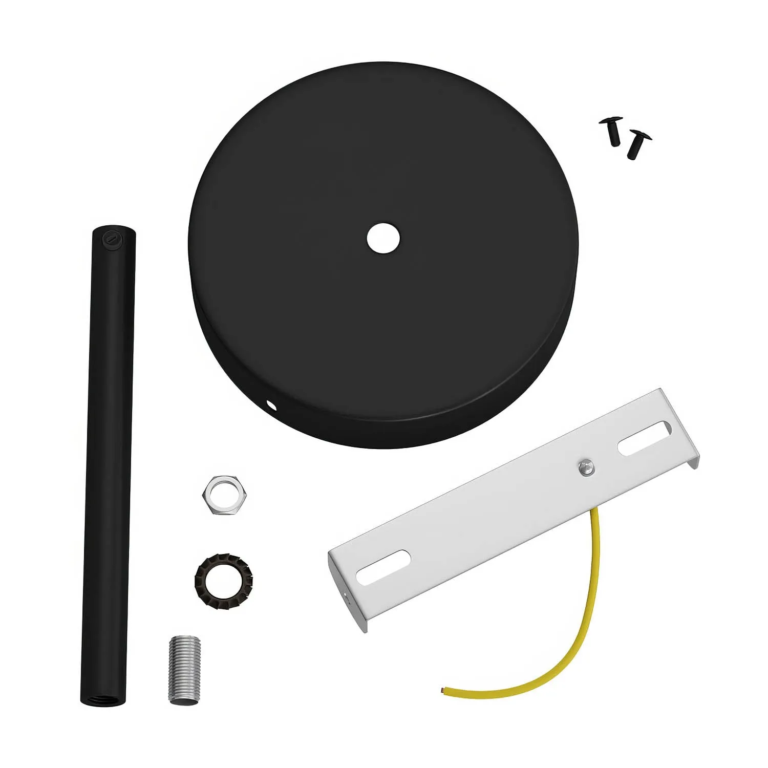 Creative Cables Rosone Soffitto Nero Metallo con Tubo 15cm
