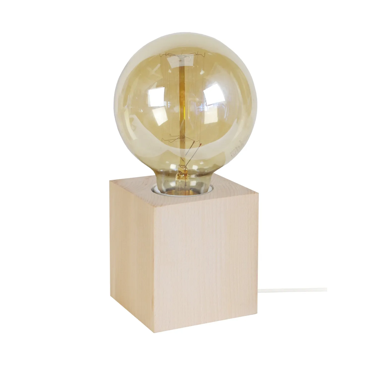Tosel Bois Cube mini lampada da tavolo naturale 21 cm legno