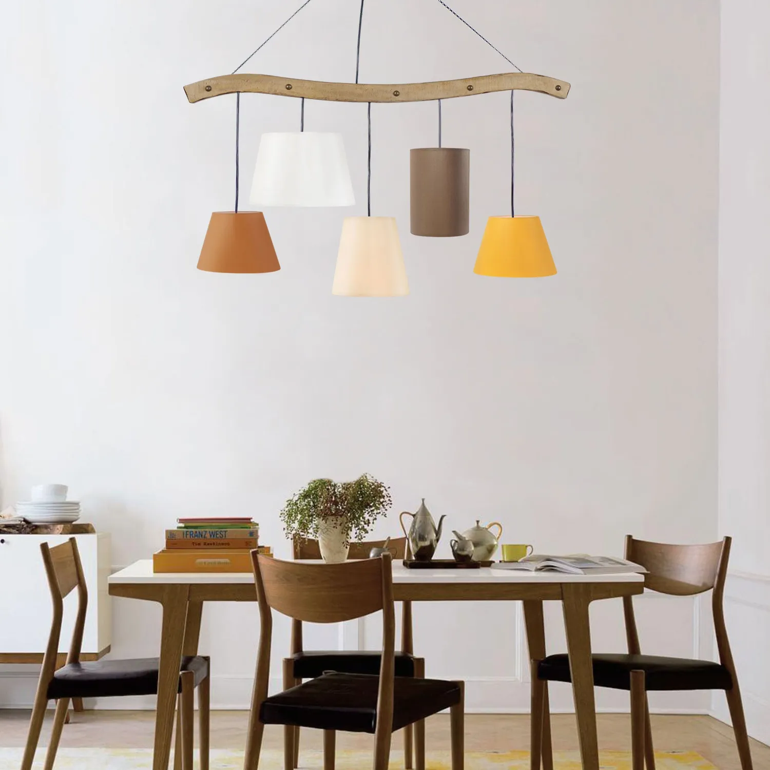 Tosel TACKS lampadario legno 5 luci 93x115 cm