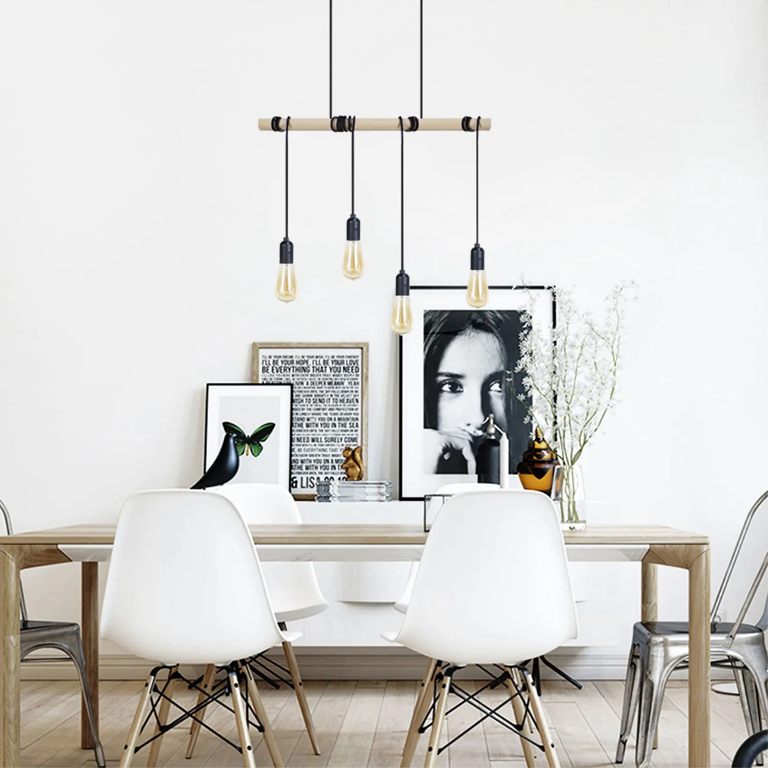 Tosel Brooklyn lampadario a barra naturale 4 luci E27