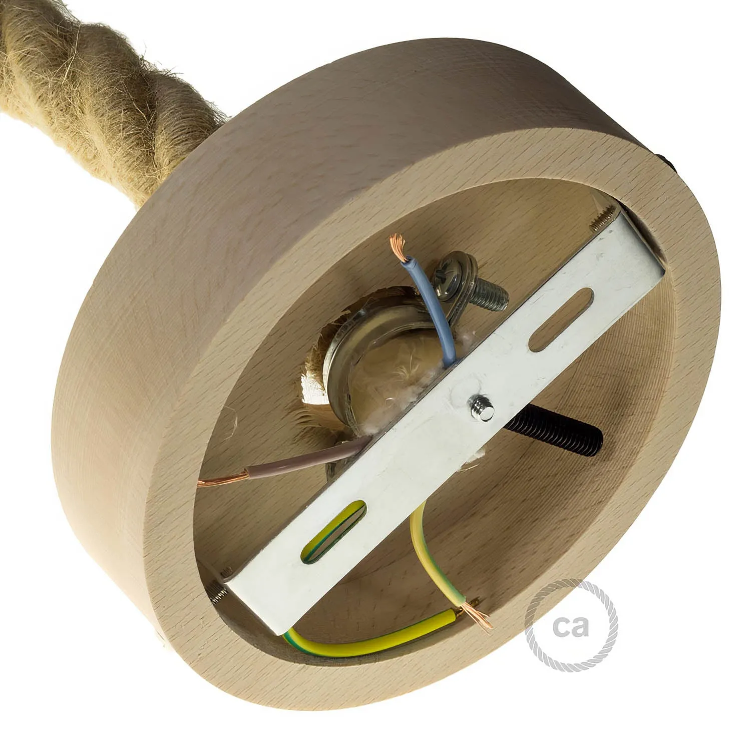 Creative Cables rosone soffitto legno neutro 120 mm cavo 3XL