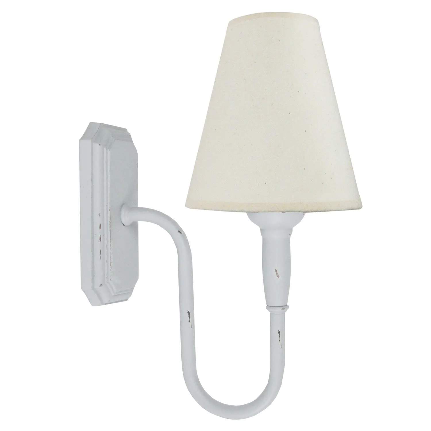 Tosel Calais Applique Parete Legno Bianca 22x18 cm E14