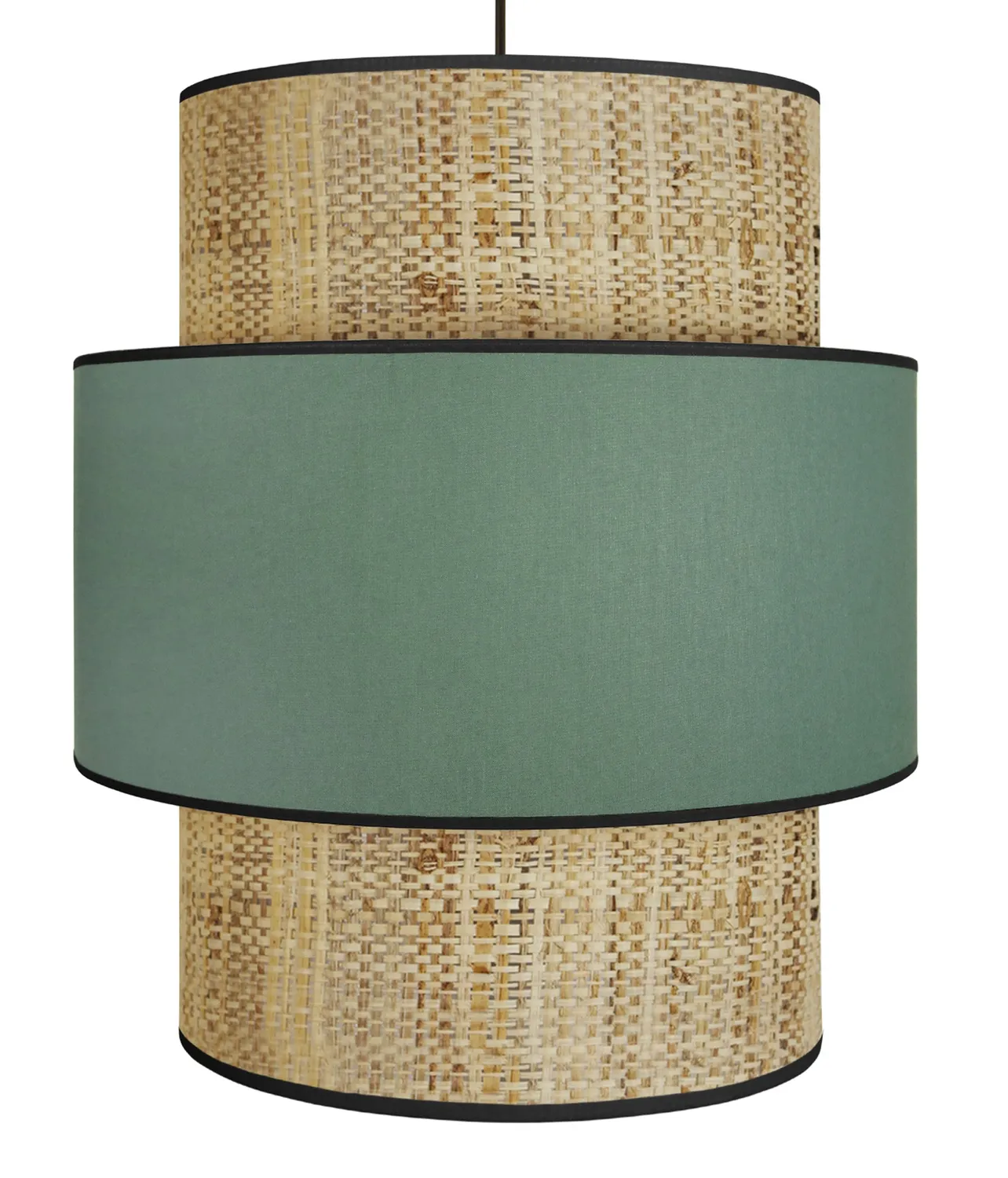 Tosel Cochin lampadario a sospensione verde 40x100cm tessuto
