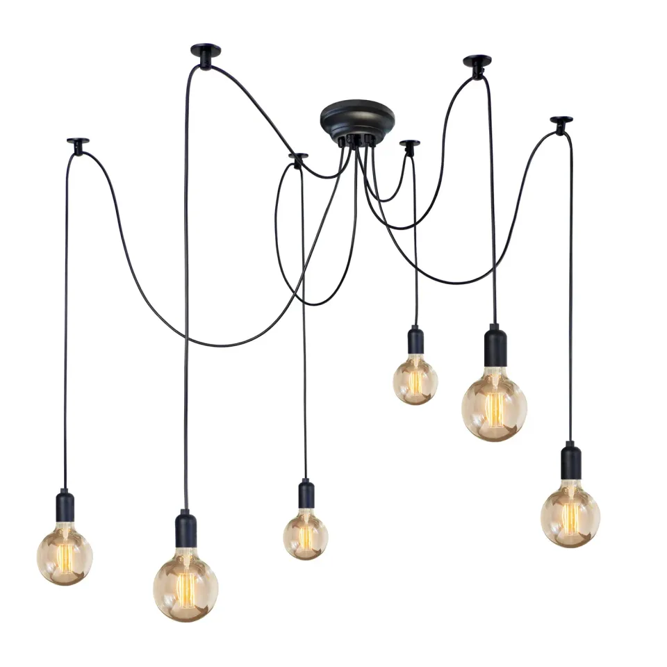 Tosel Krake lampadario grappolo nero 120 cm E27