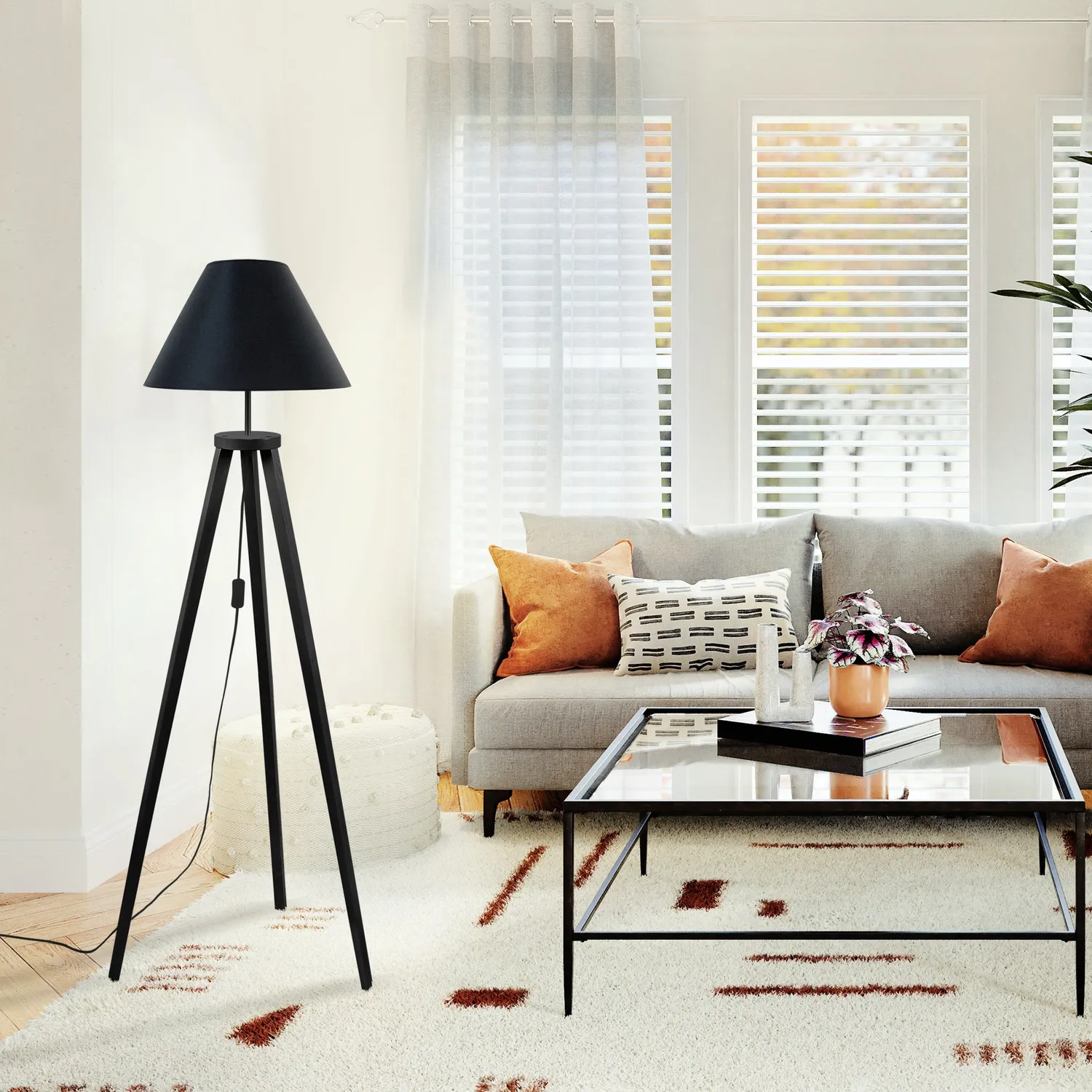 Tosel Malmo piantana treppiede bianco 40x156cm E27
