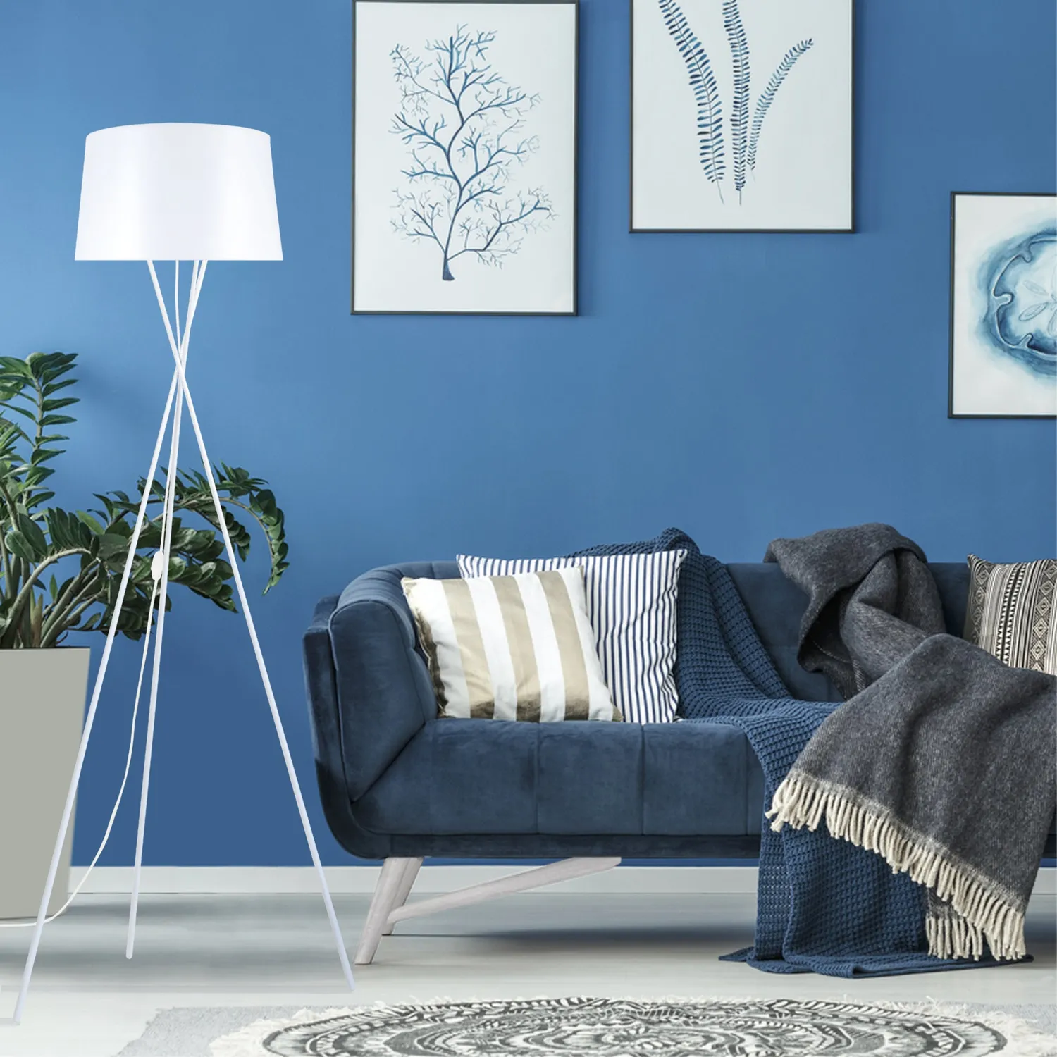 Tosel Midgard piantana treppiede metallo bianco 60x150cm