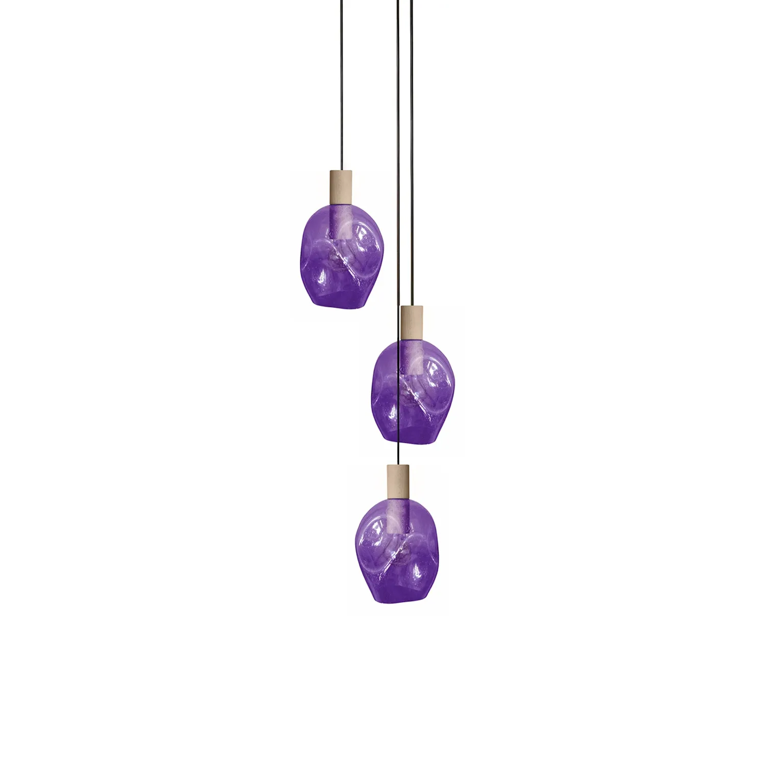 Tosel Vingolf lampadario legno 3 luci vetro trasparente