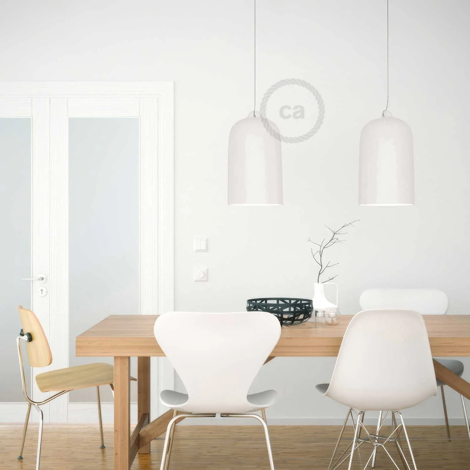 Creative Cables Campana XL paralume ceramica bianco lucido