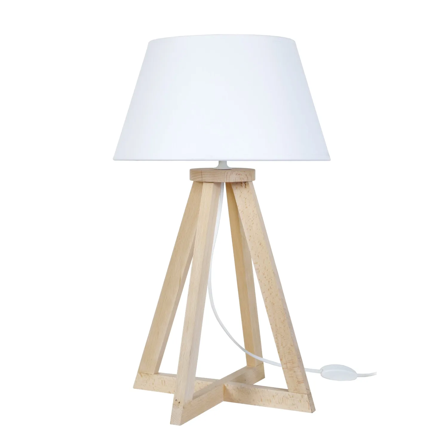 Tosel Skara lampada tavolo legno naturale bianco