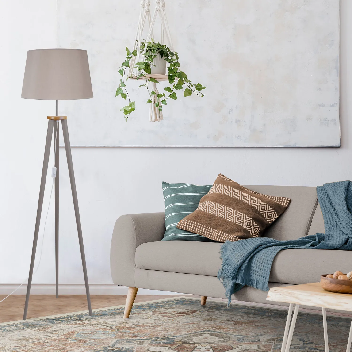 Tosel Arhus Piantana Treppiede 40x155cm Bianca Legno