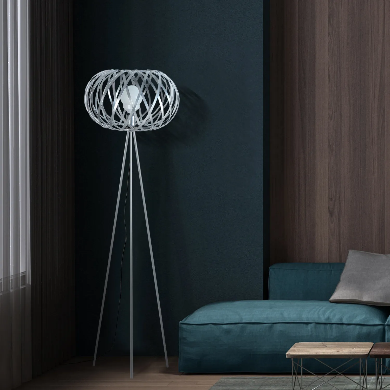 Tosel CITROUILLE piantana treppiede metallo nero 40x165 cm E27