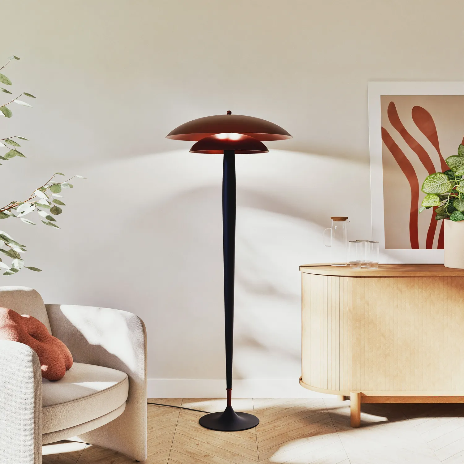 Tosel Milano piantana nero bianco colonna legno