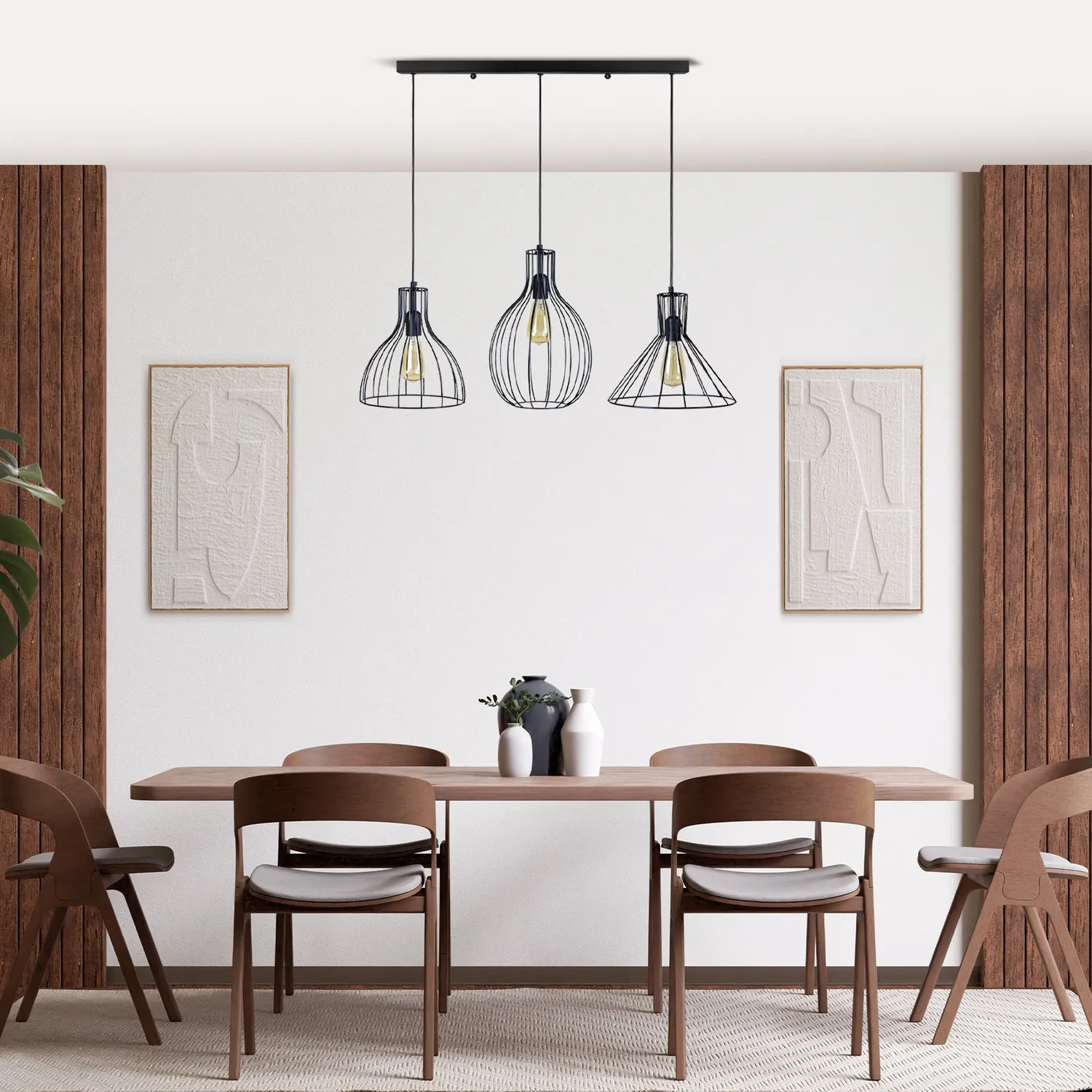 Tosel Rugby lampadario barra bianco 90 cm 3 luci E27