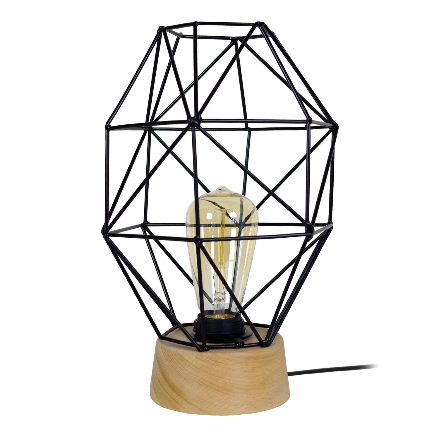 Tosel Octogonal lampada tavolo legno bianco 32cm E27