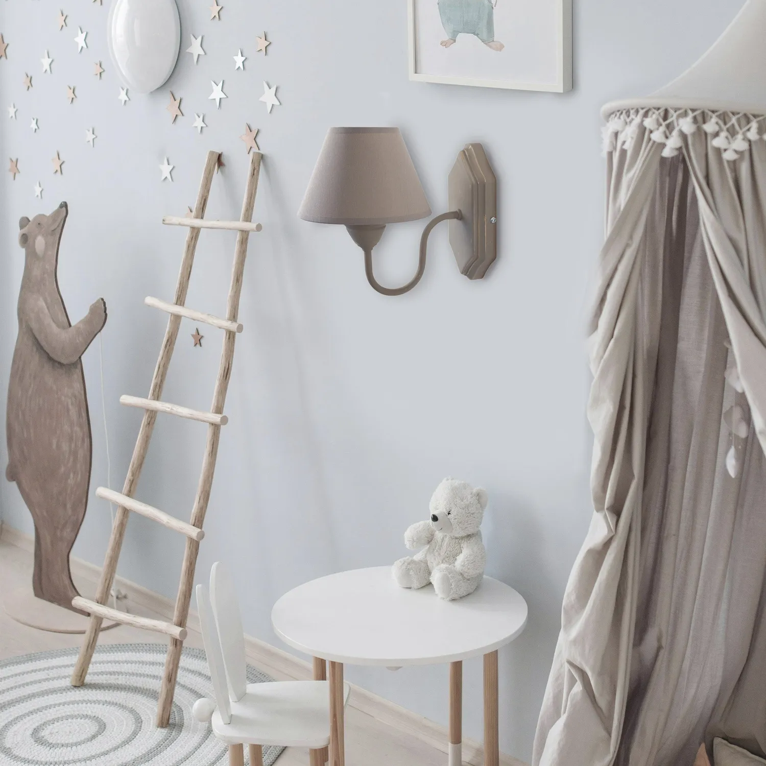 Tosel Issy applique legno metallo bianca E14 22x16cm