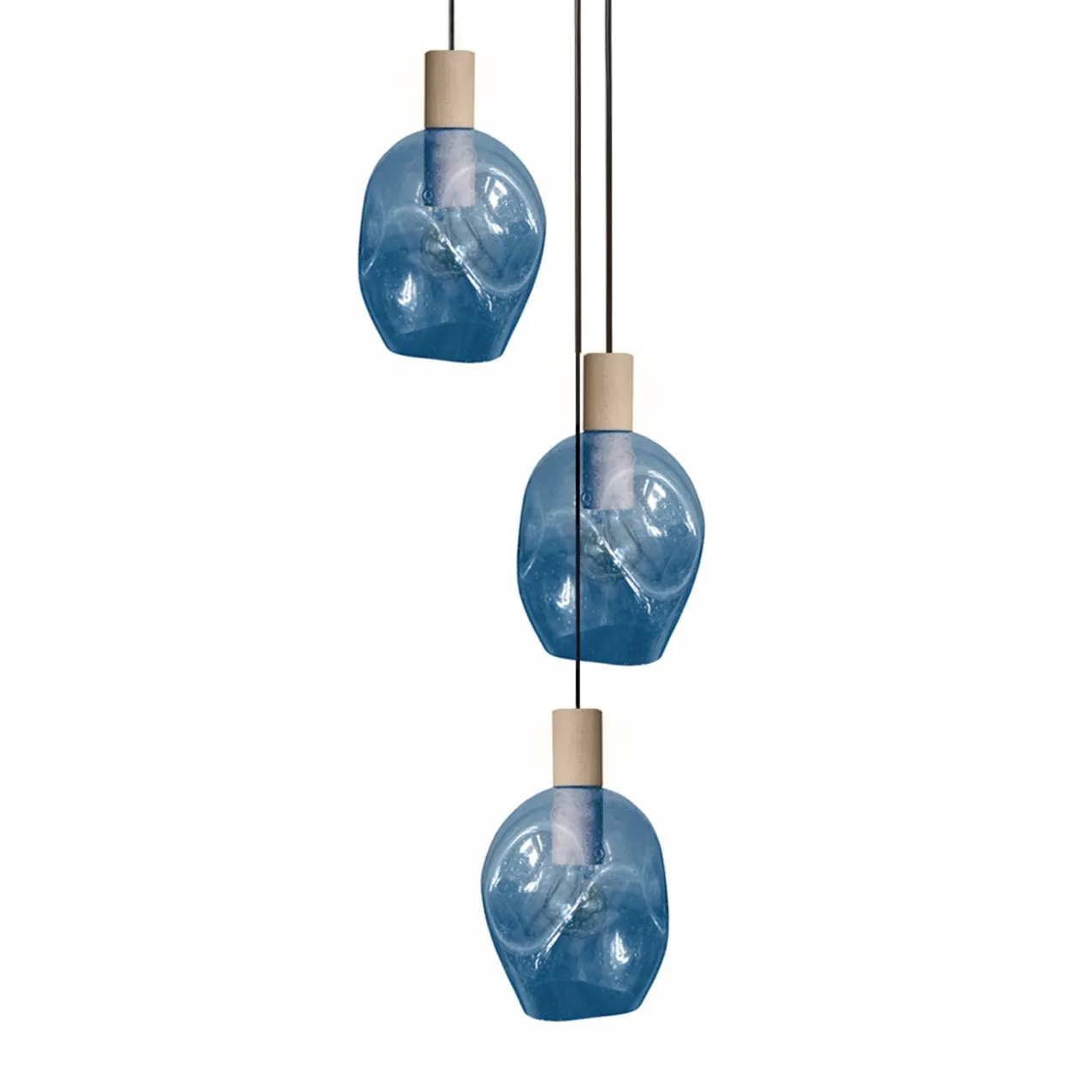 Tosel Vingolf lampadario legno 3 luci vetro trasparente