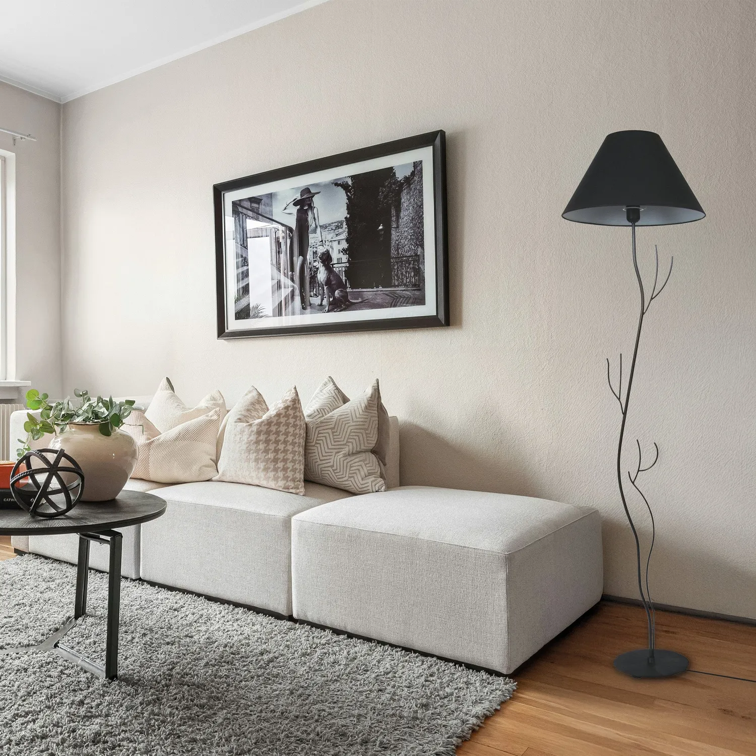 Tosel Arbore Piantana 40x168 cm Bianco Avorio e Oro Tessuto