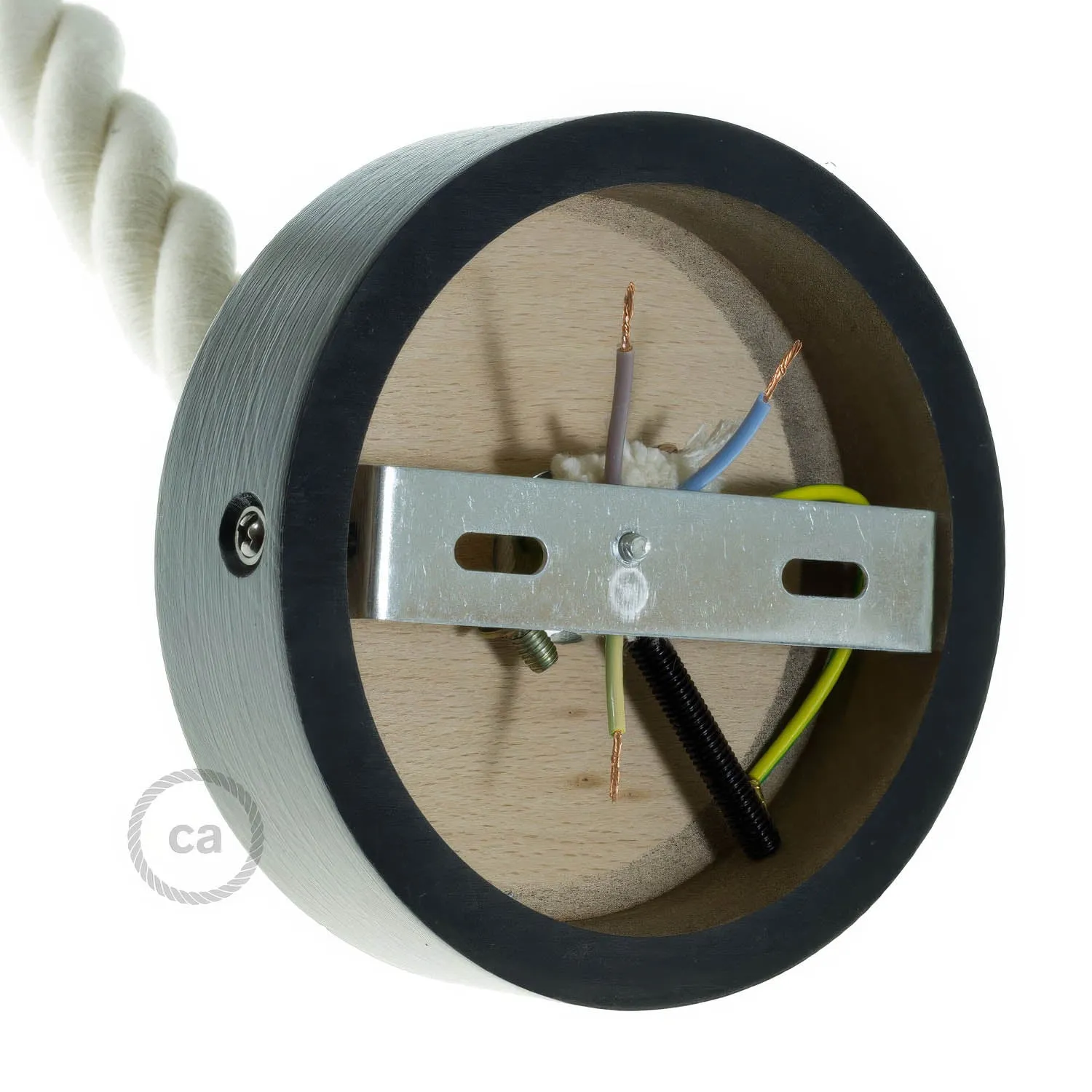 Creative Cables rosone legno nero per cavo 2XL