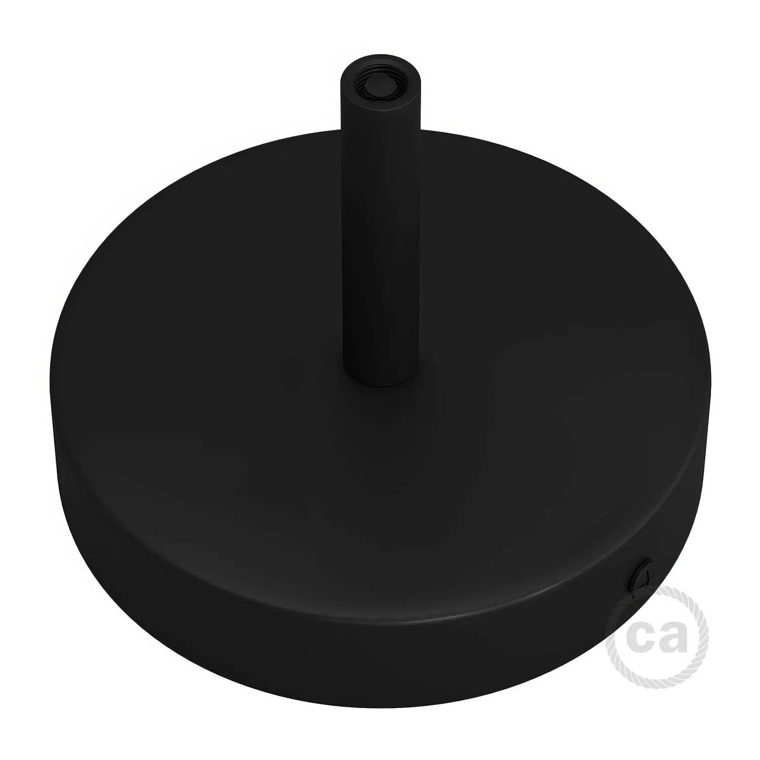 Creative Cables rosone soffitto metallo nero 12cm con pressacavo