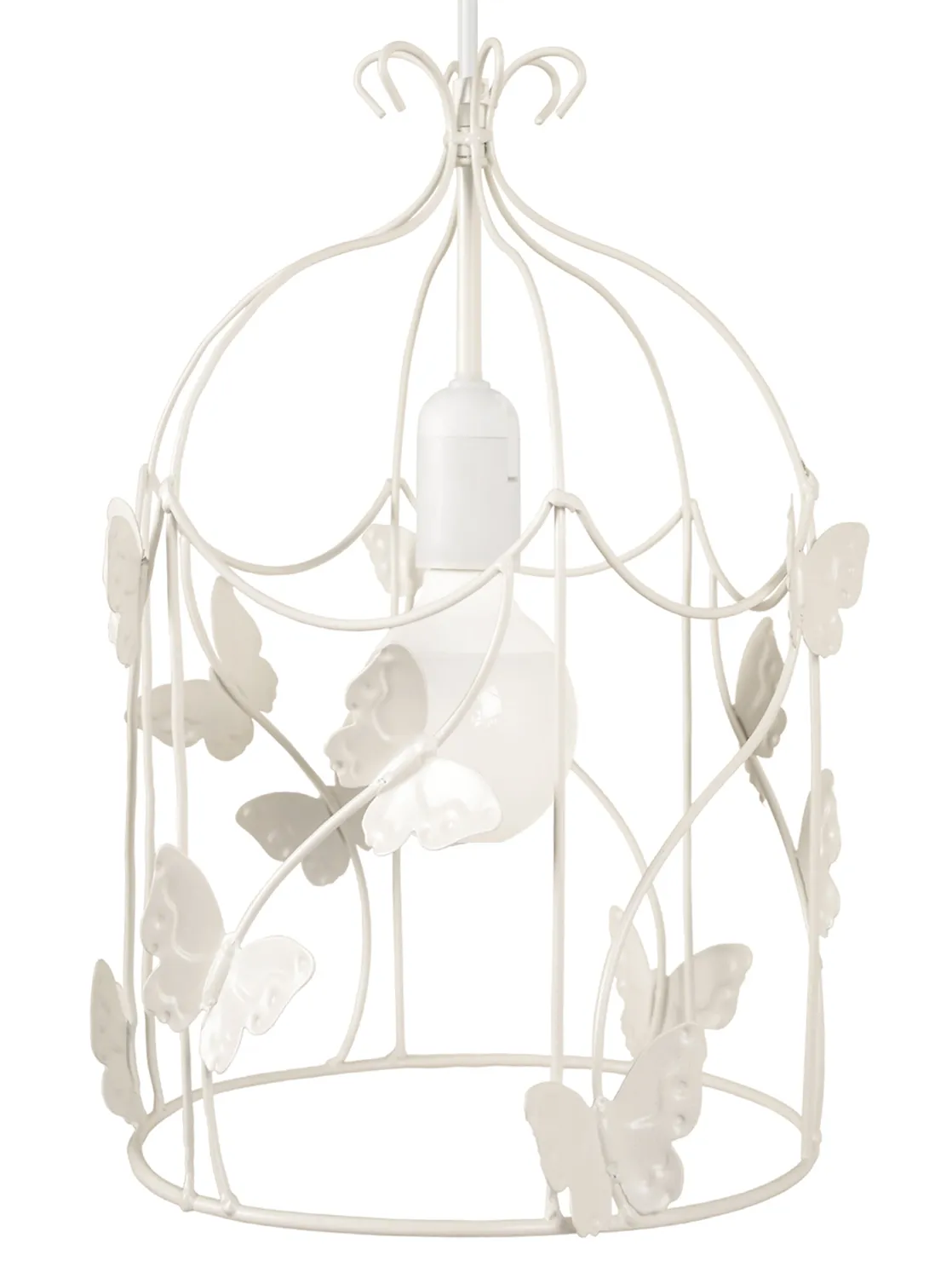 Tosel Cage Papillons sospensione bianca 23x100 cm metallo
