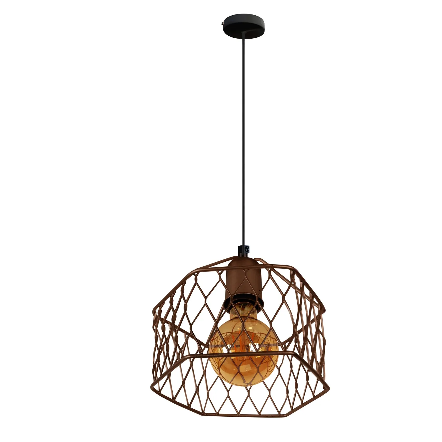 Tosel Aster lampada a sospensione esagonale 20 cm avorio