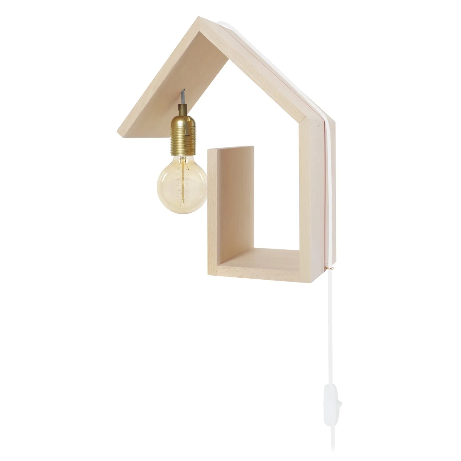 Tosel Cottage applique legno conica naturale e nero