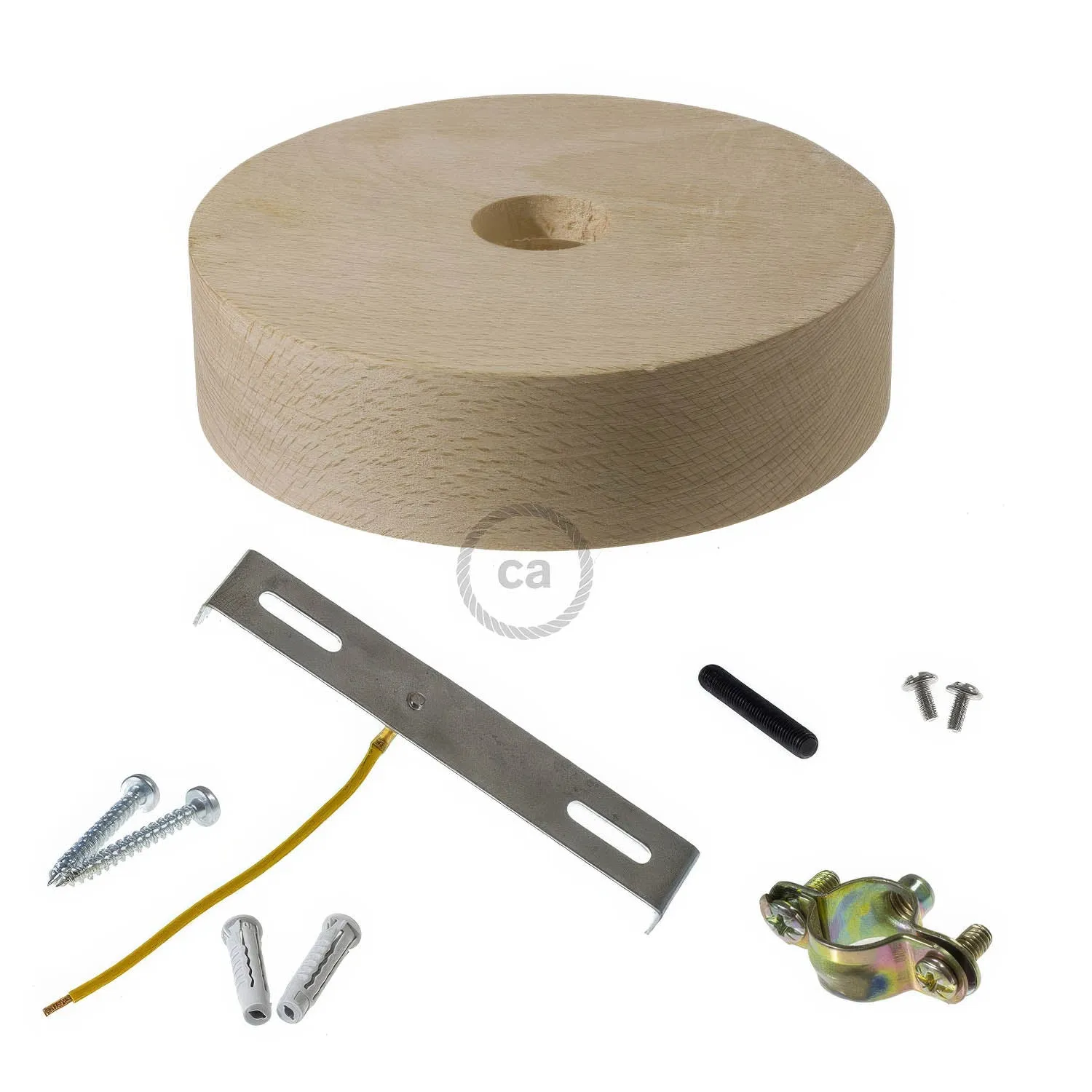 Creative Cables rosone soffitto legno neutro per cavo 2XL