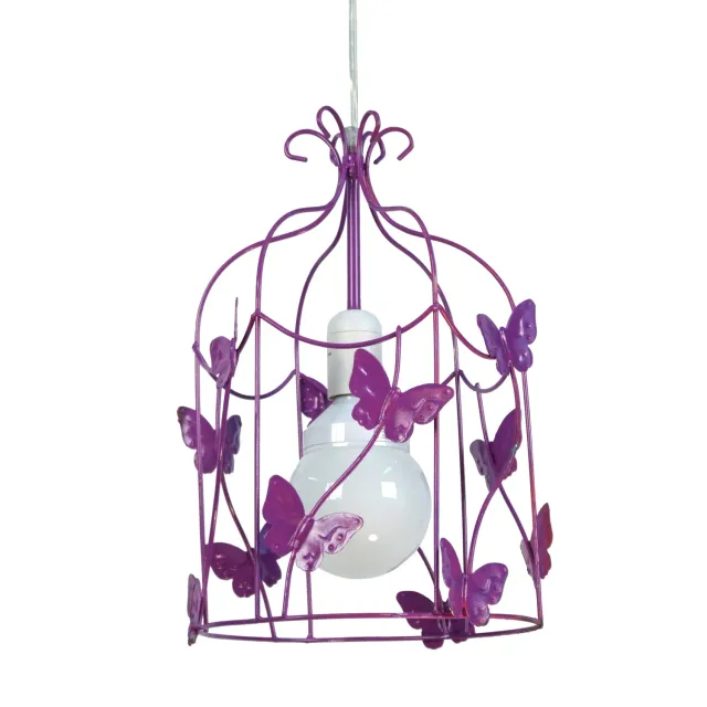 Tosel Cage Papillons sospensione bianca 23x100 cm metallo