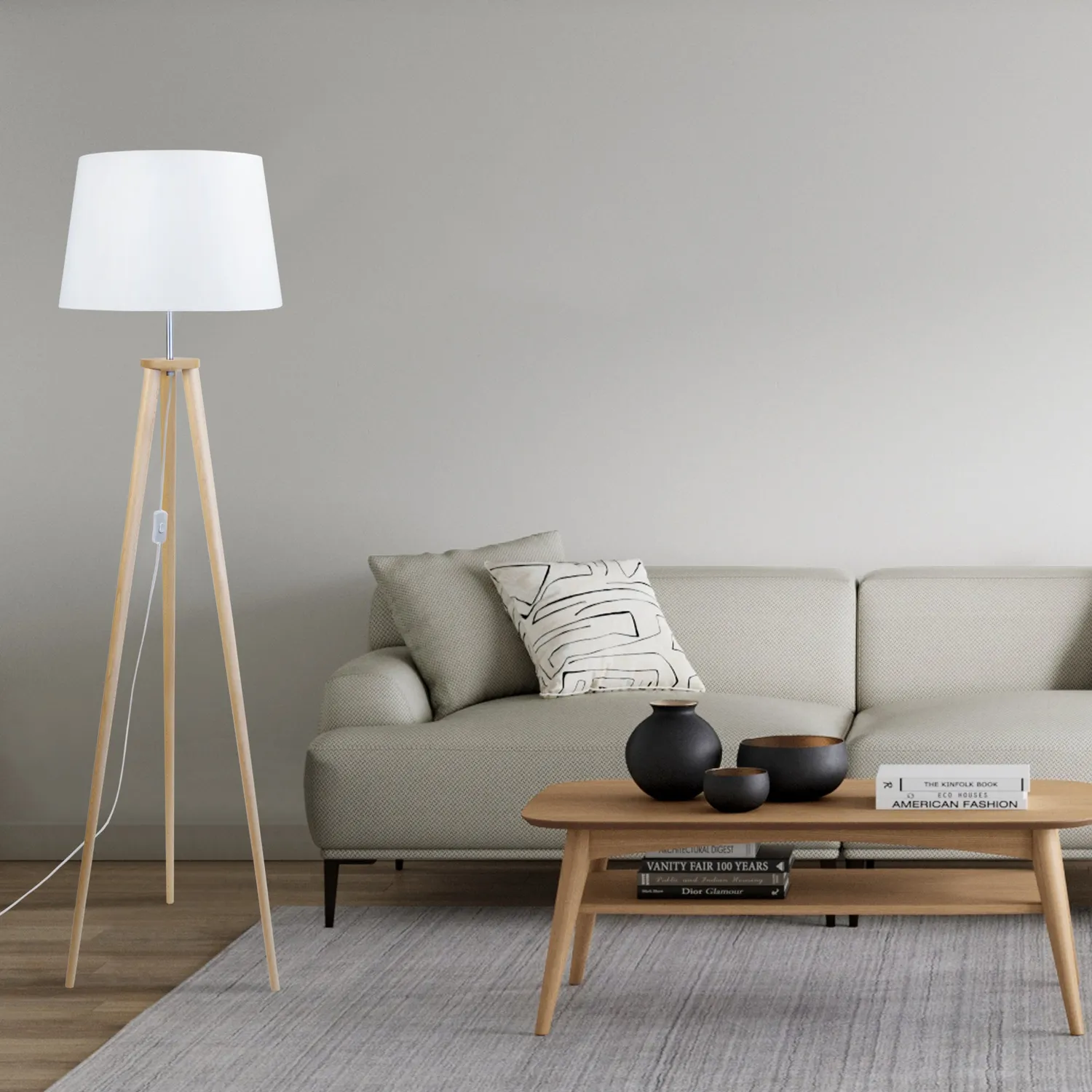 Tosel Arhus Piantana Treppiede 40x155cm Bianca Legno