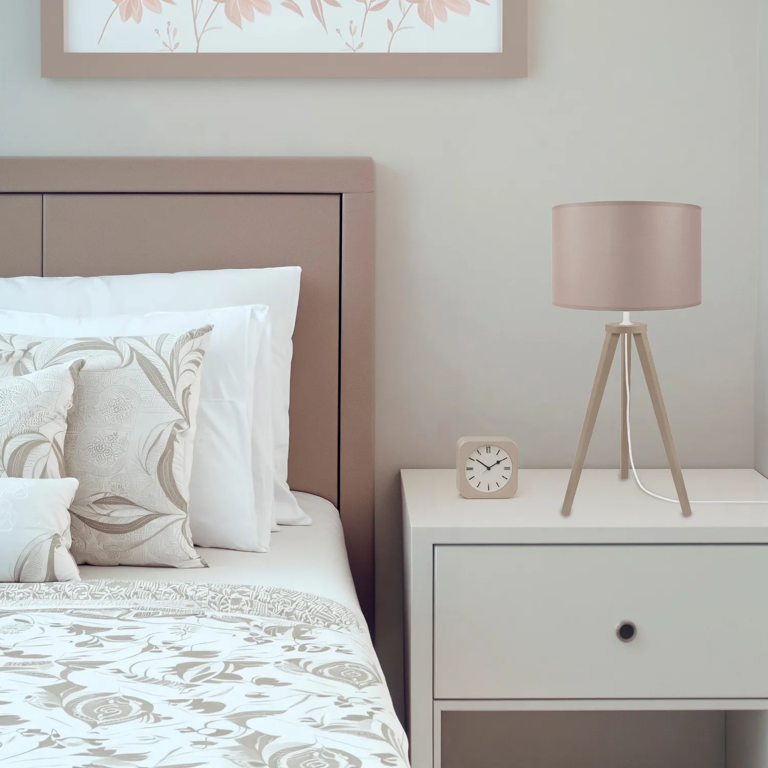 Tosel Malmo lampada da tavolo treppiede 55 cm bianco naturale