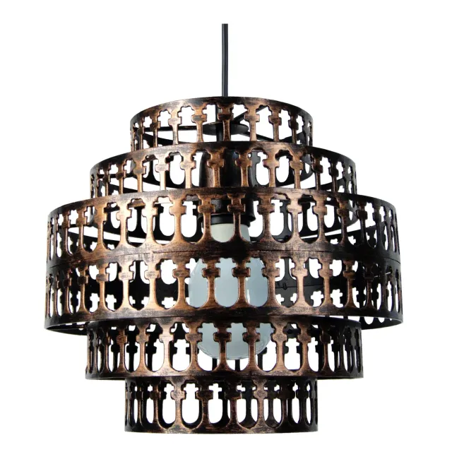 Tosel Kathedral sospensione nero e oro 28x100 cm metallo