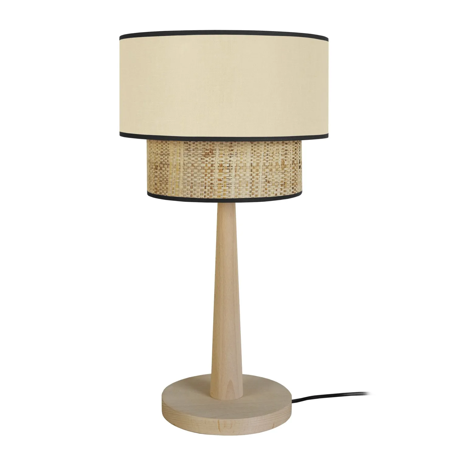 Tosel Cochin Lampada Tavolo Colonna Legno Crema 30x54 cm