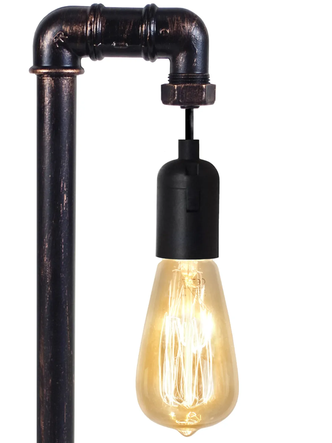 Tosel Hydraulik lampada da tavolo nero rame 18x45cm