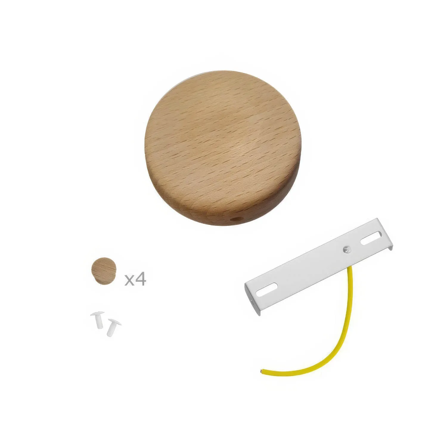 Creative Cables Mini rosone soffitto legno naturale 4 fori
