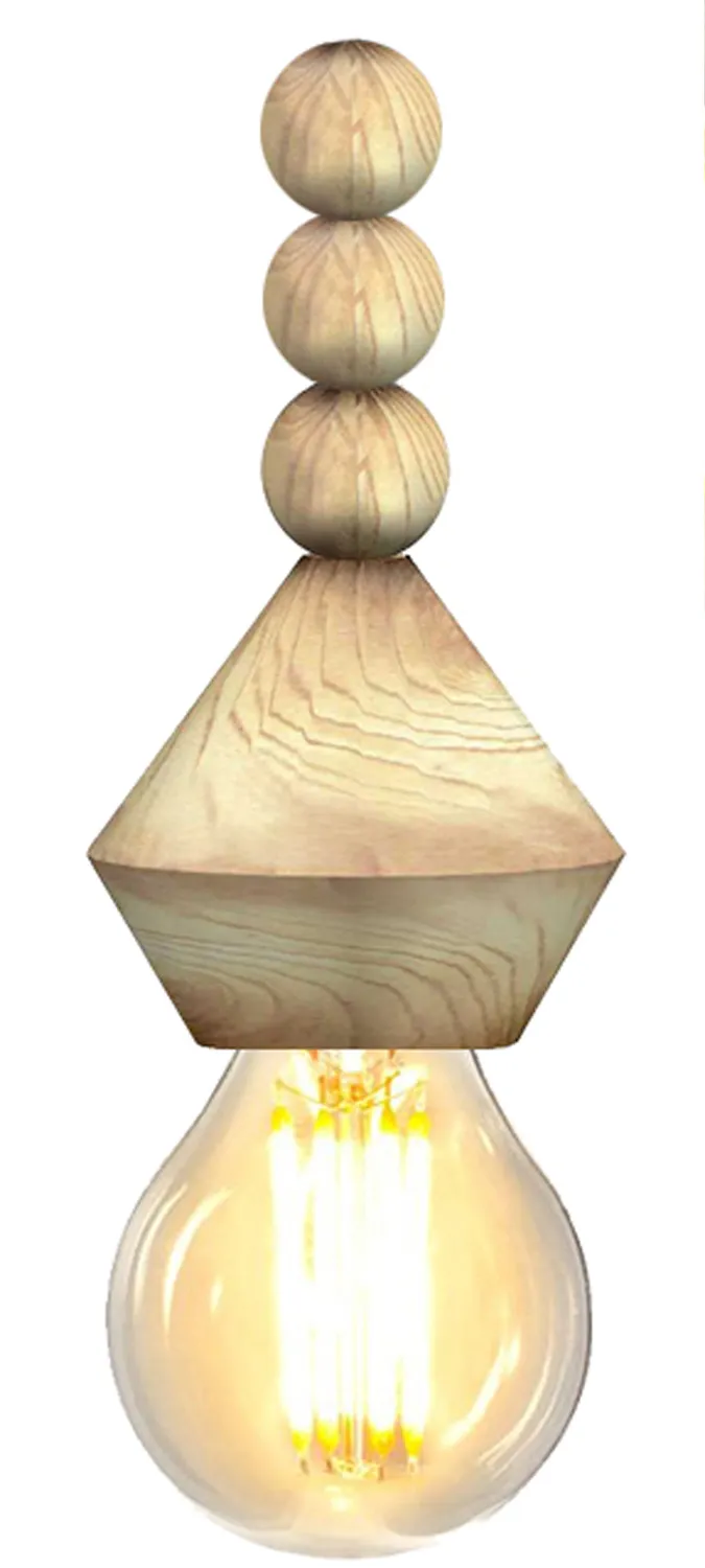 Tosel Boulier lampadario legno naturale 32x70cm 3xE27