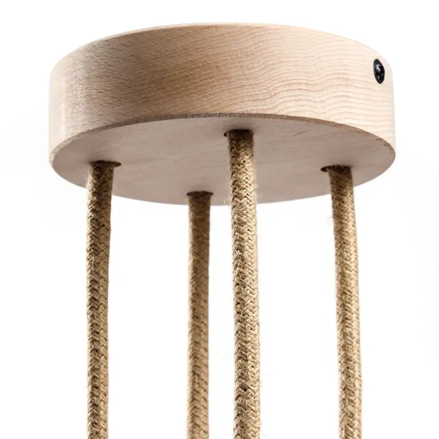 Creative Cables Rosone Legno Cilindrico 4 Fori Neutro 120 mm