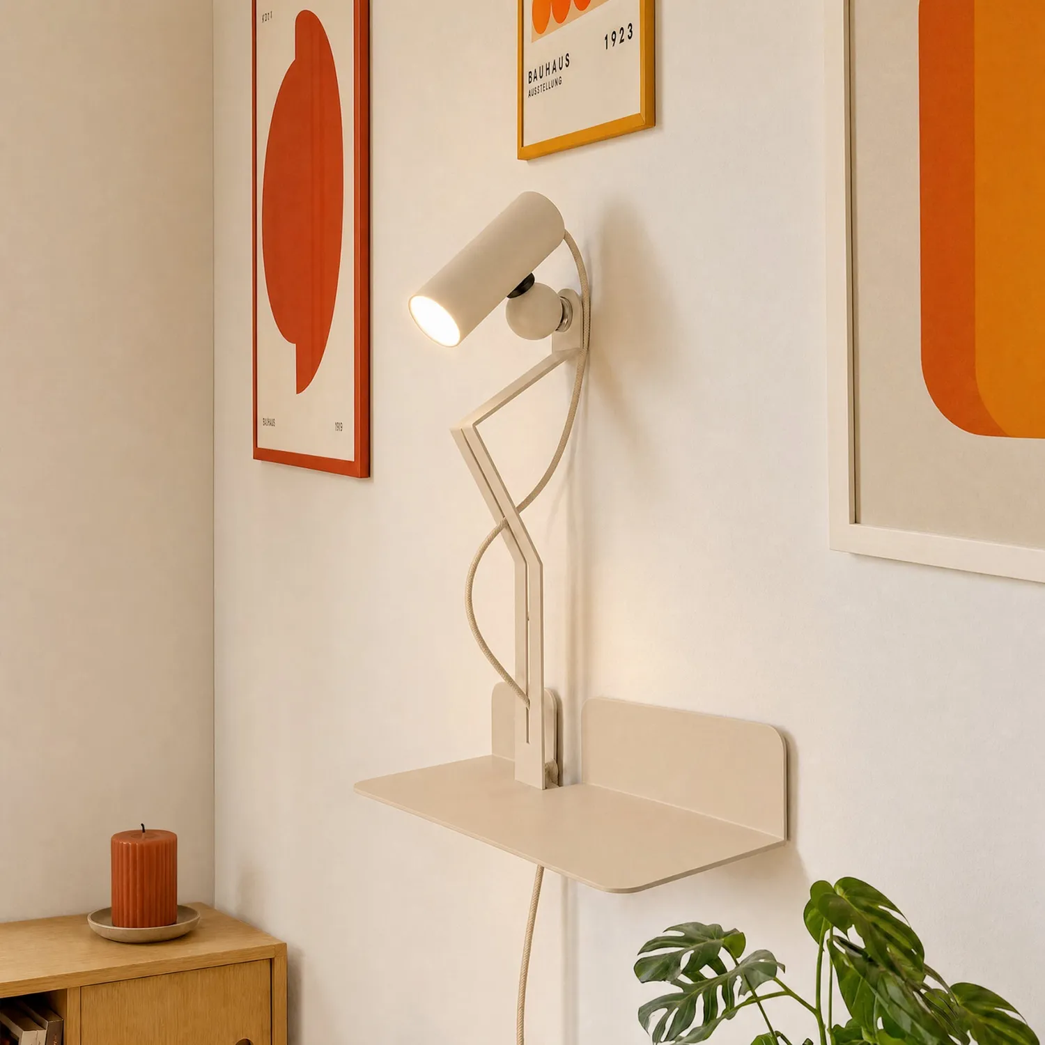 Creative Cables Filotto Murio Tubo applique panna con lampadina orientabile