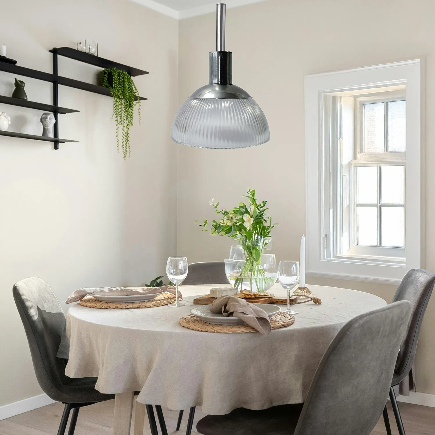 Tosel Copenhaga Sospensione 20x100 cm Bianco Vetro
