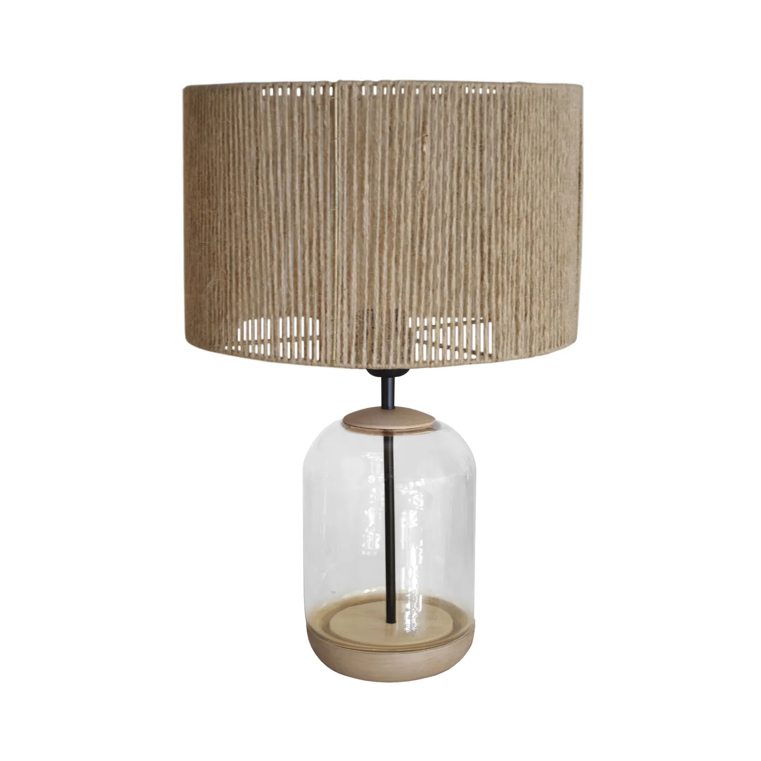 Tosel Svalbard Big lampada tavolo legno vetro trasparente