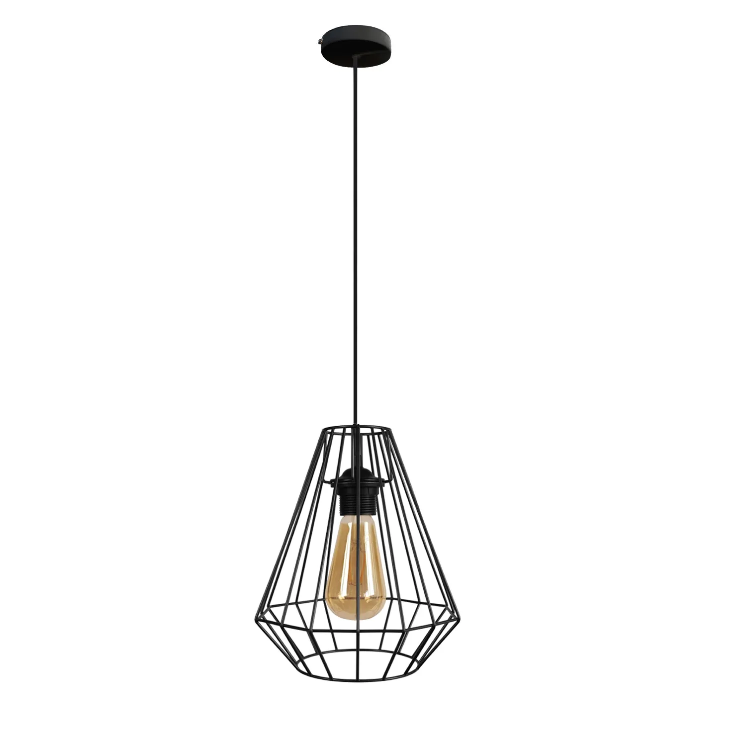 Tosel Diamond A sospensione metallo conica nera 20x100cm