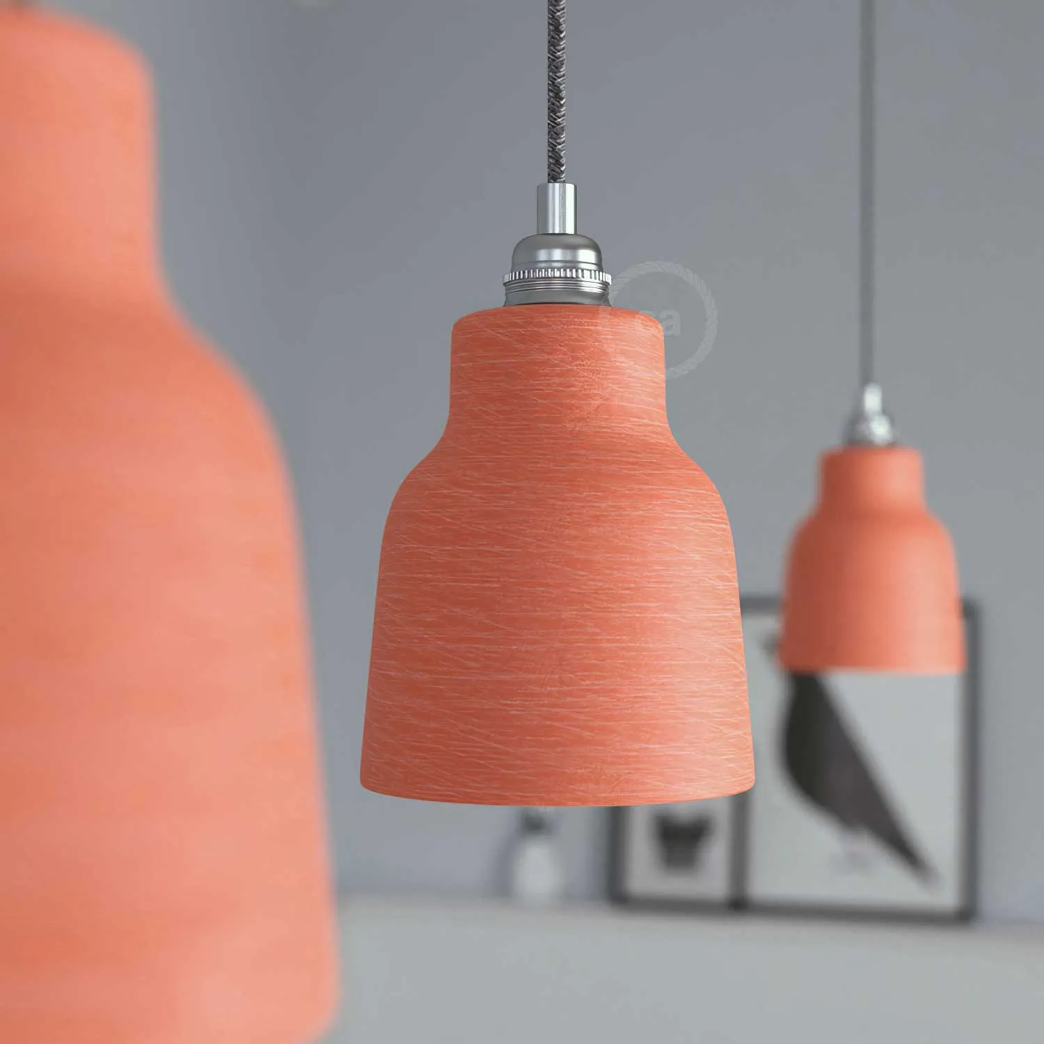 Creative Cables Materia Vaso paralume ceramica corallo rigato