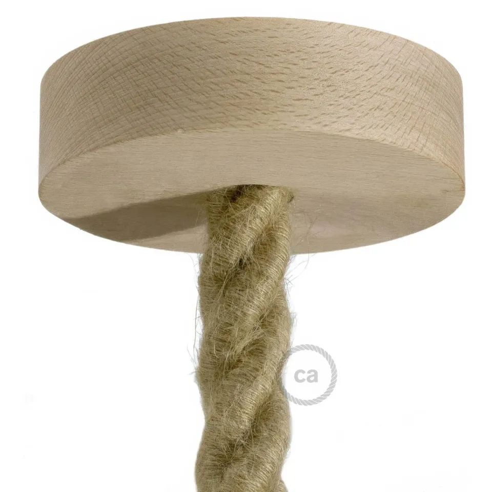Creative Cables rosone soffitto legno neutro per cavo 2XL