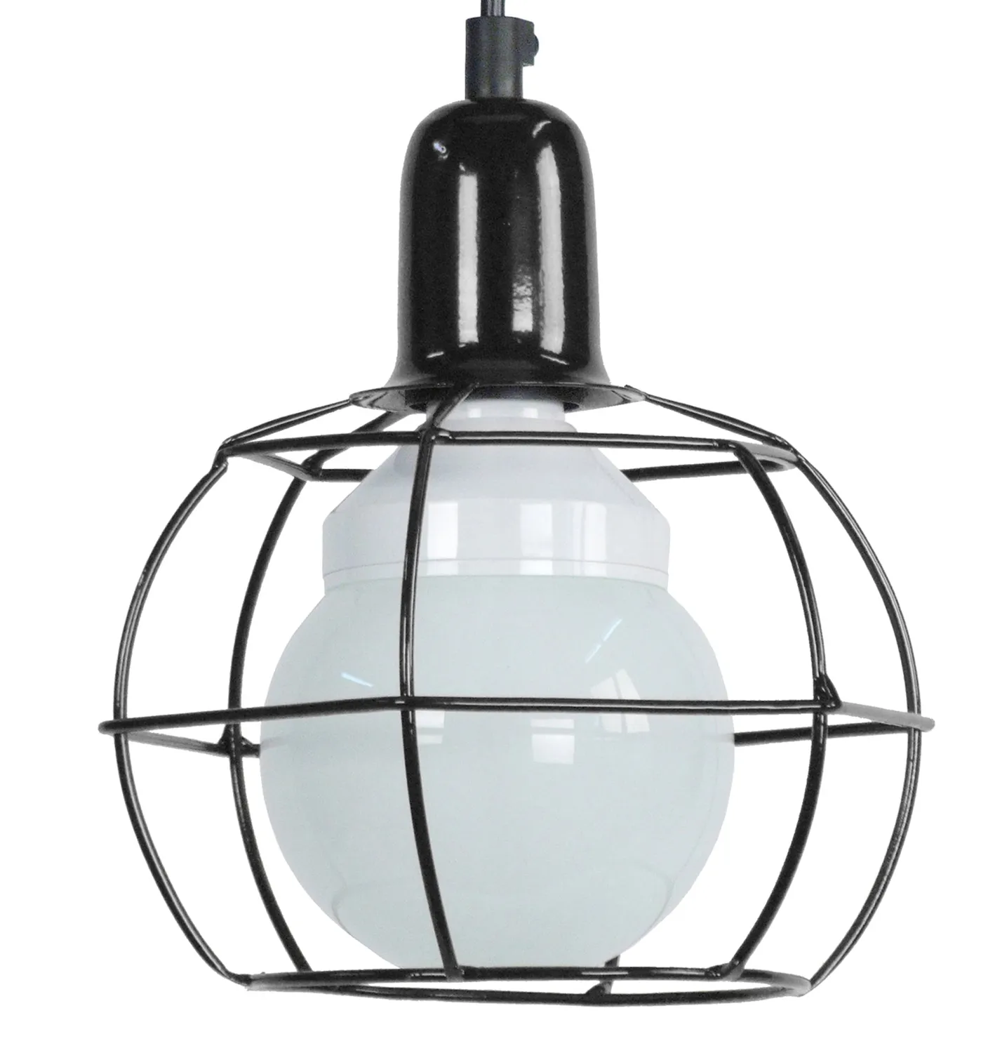 Tosel Hex.Globe Sospensione Globo 18x100cm Nera Metallo