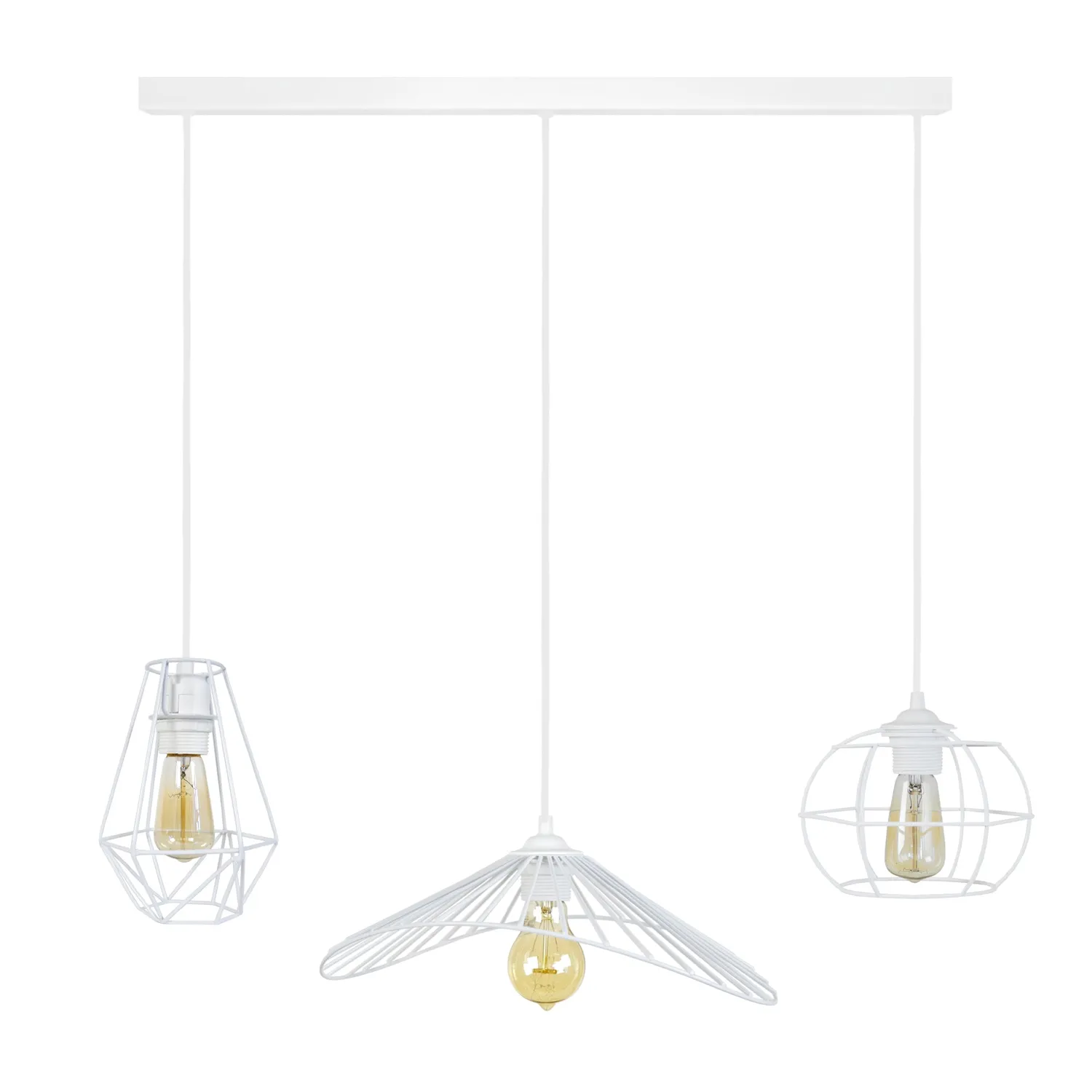 Tosel Olympia Lady Villepot lampadario barra 90 cm bianco 3xE27